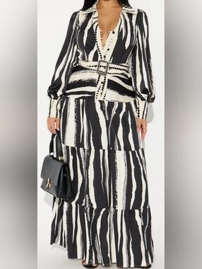 Black & Cream Maxi Dress